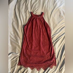 Suede Maroon Dress